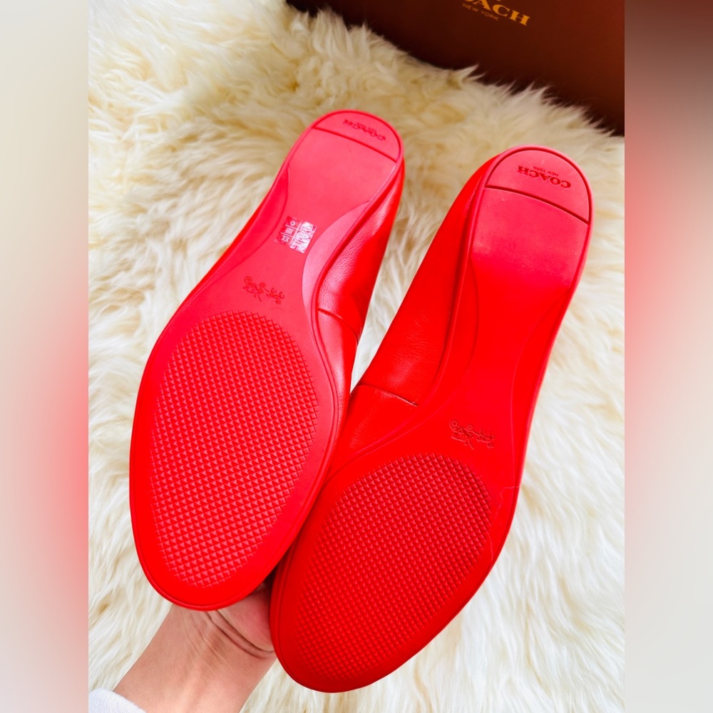 Authentic Coach Orange Genuine Leather Ballerina Shoes Size 8.5 - Picture 9 of 11